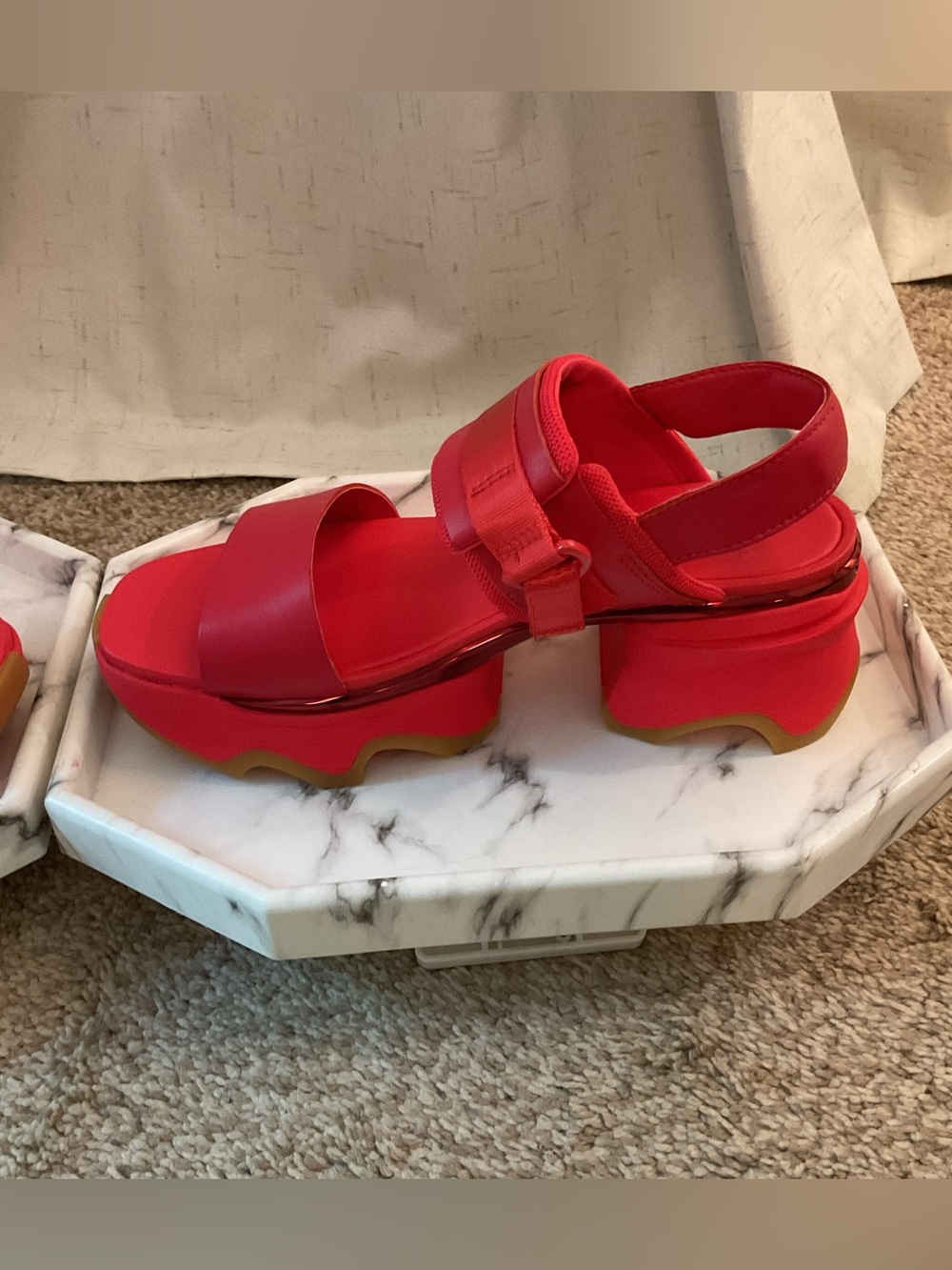 Sorel Kinetic Impact Red Platform Sandal with Chunky Sole - Picture 5 of 8